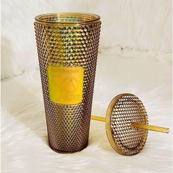 Walt Disney World 50th Anniversary Geometric Starbucks Tumbler with Straw – Gold - Picture 7 of 10